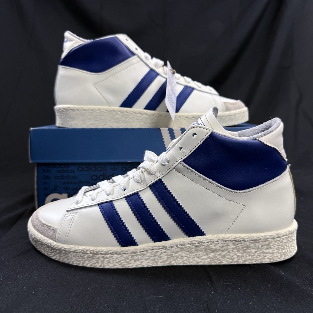 Size 8.5 Adidas Jabbar Hi Blue and White US Mens Kareem Abdul Jabbar High Tops